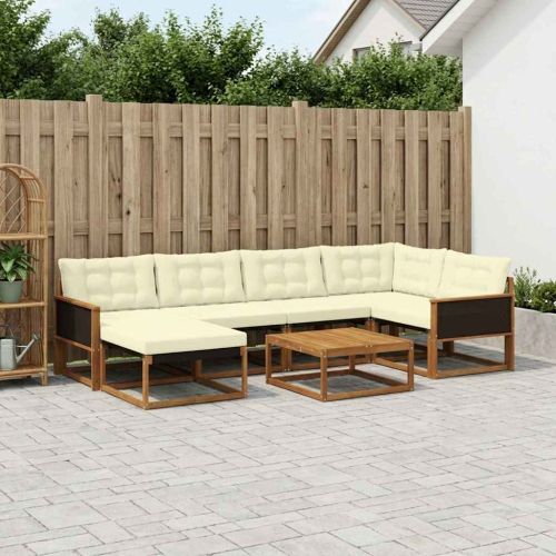 Комплект дивани за открито 7 pcs Натурален и Крема