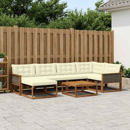 Комплект дивани за открито 7 pcs Натурален и Крема