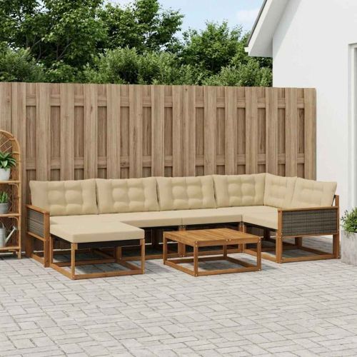 Комплект дивани за открито 7 pcs Натурален и Бежов