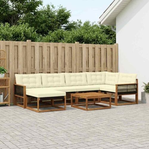 Комплект дивани за открито 7 pcs Натурален и Крема