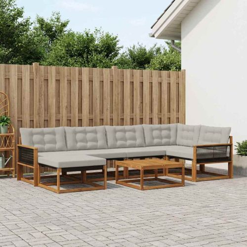 Комплект дивани за открито 7 pcs Натурално и светлосиво