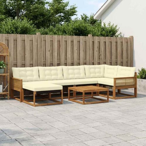 Комплект дивани за открито 7 pcs Натурален и Крема