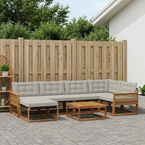 Комплект дивани за открито 7 pcs Натурално и светлосиво