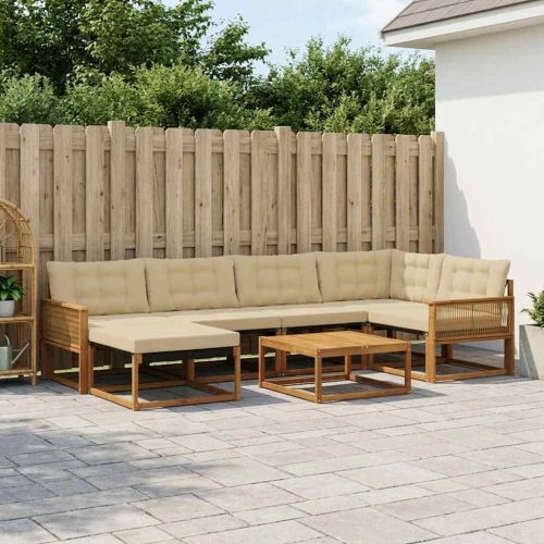 Комплект дивани за открито 7 pcs Натурален и Бежов