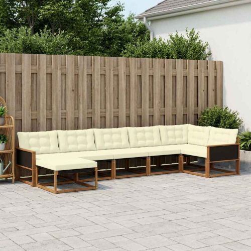 Комплект дивани за открито 7 pcs Натурален и Крема