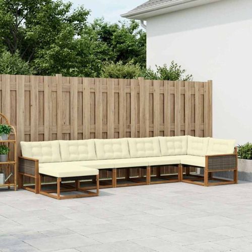 Комплект дивани за открито 7 pcs Натурален и Крема