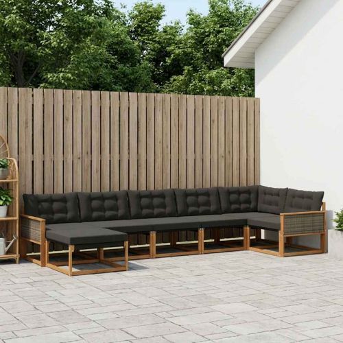 Комплект дивани за открито 7 pcs Естествено и черно