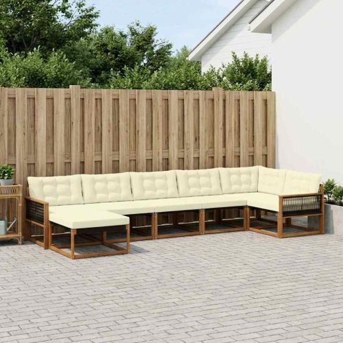 Комплект дивани за открито 7 pcs Натурален и Крема