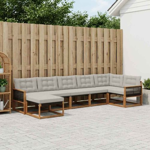 Комплект дивани за открито 7 pcs Натурално и светлосиво