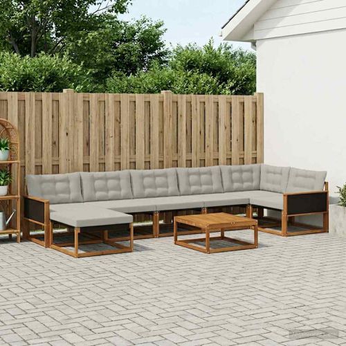 Комплект дивани за открито 8 pcs Натурално и светлосиво