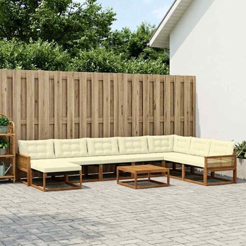 Комплект дивани за открито 9 pcs Натурален и Крема