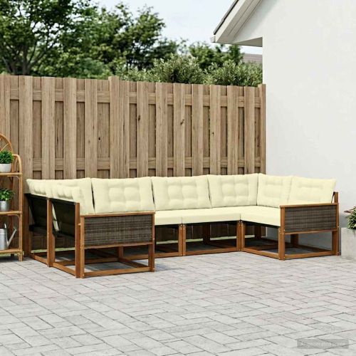 Комплект дивани за открито 6 pcs Натурален и Крема