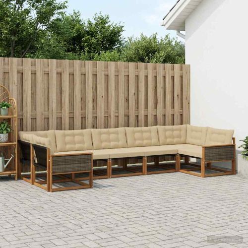 Комплект дивани за открито 7 pcs Натурален и Бежов