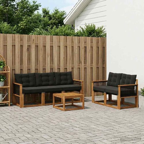 Комплект дивани за открито 6 pcs Естествено и черно