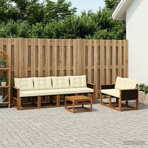 Комплект дивани за открито 7 pcs Натурален и Крема