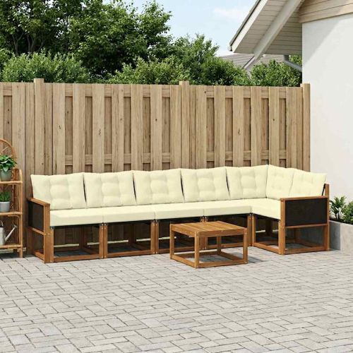 Комплект дивани за открито 7 pcs Натурален и Крема