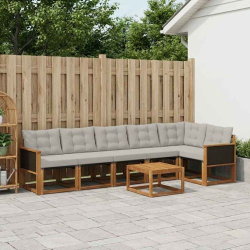Комплект дивани за открито 7 pcs Натурално и светлосиво
