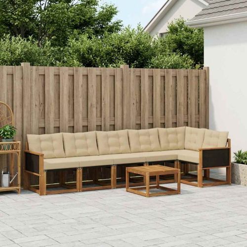 Комплект дивани за открито 7 pcs Натурален и Бежов