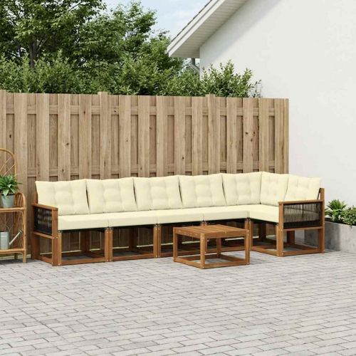 Комплект дивани за открито 7 pcs Натурален и Крема