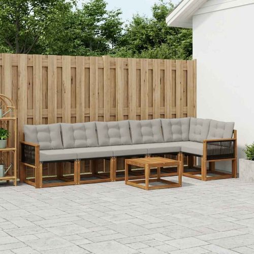Комплект дивани за открито 7 pcs Натурално и светлосиво