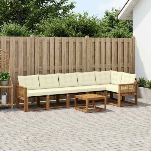 Комплект дивани за открито 7 pcs Натурален и Крема