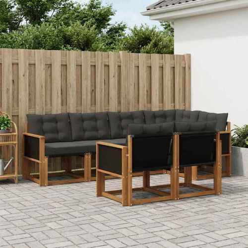 Комплект дивани за открито 7 pcs Естествено и черно
