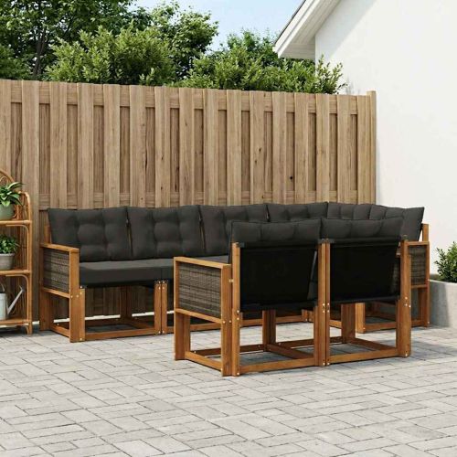 Комплект дивани за открито 7 pcs Естествено и черно