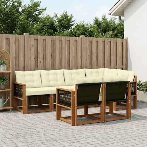 Комплект дивани за открито 7 pcs Натурален и Крема