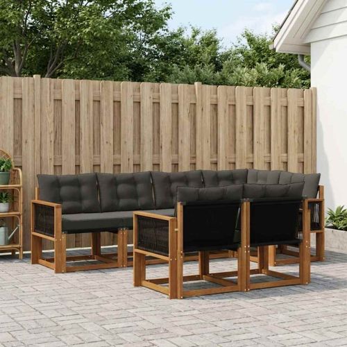 Комплект дивани за открито 7 pcs Естествено и черно