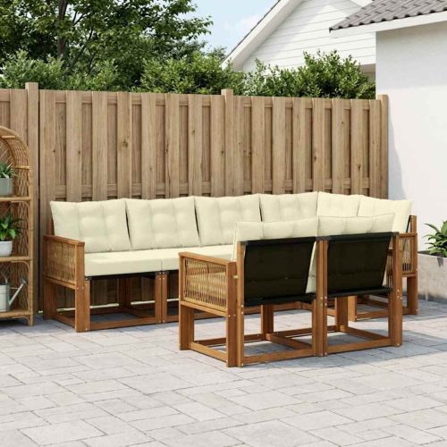 Комплект дивани за открито 7 pcs Натурален и Крема