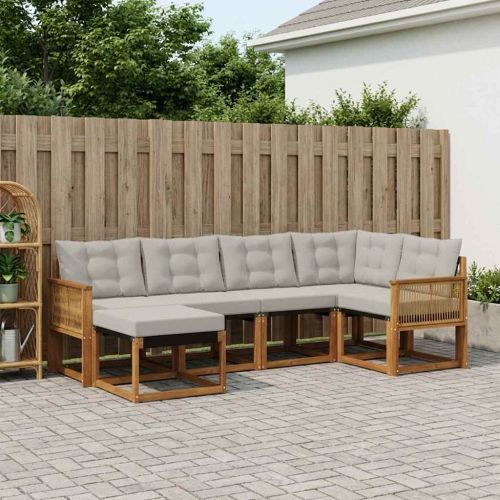 Комплект дивани за открито 6 pcs Натурално и светлосиво