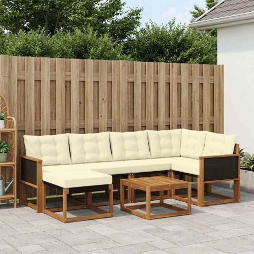 Комплект дивани за открито 7 pcs Натурален и Крема