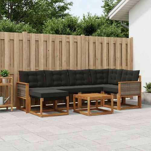 Комплект дивани за открито 7 pcs Естествено и черно