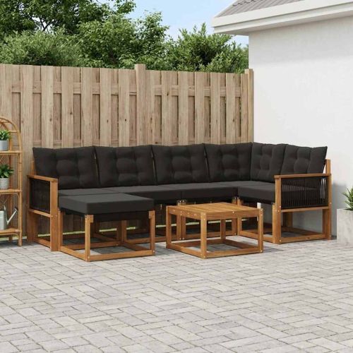 Комплект дивани за открито 7 pcs Естествено и черно