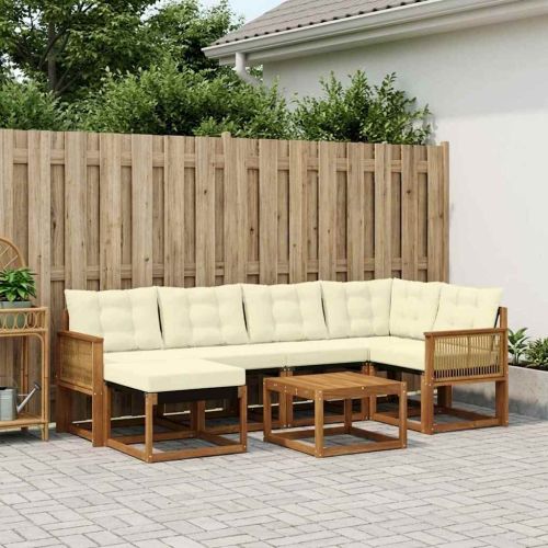 Комплект дивани за открито 7 pcs Натурален и Крема