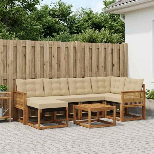 Комплект дивани за открито 7 pcs Натурален и Бежов