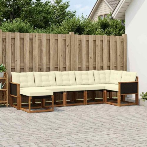 Комплект дивани за открито 7 pcs Натурален и Крема