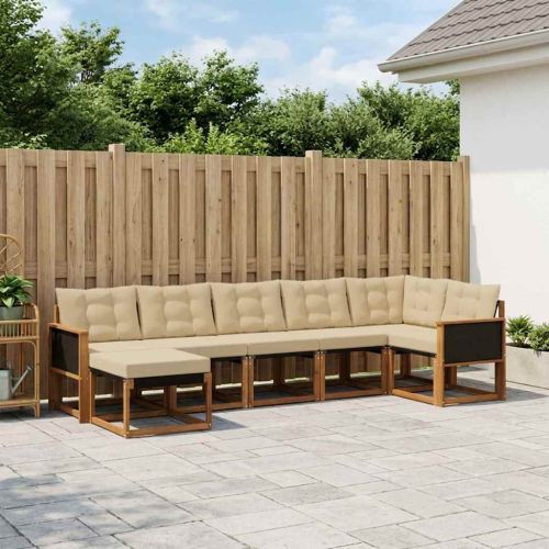 Комплект дивани за открито 7 pcs Натурален и Бежов