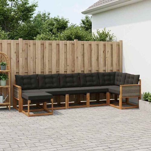 Комплект дивани за открито 7 pcs Естествено и черно