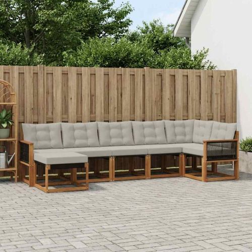 Комплект дивани за открито 7 pcs Натурално и светлосиво