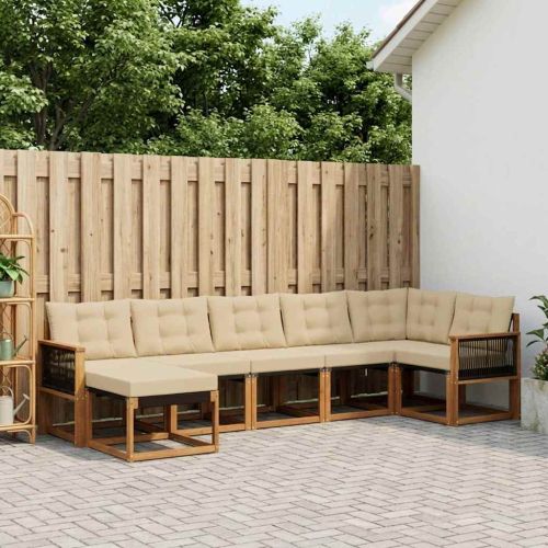 Комплект дивани за открито 7 pcs Натурален и Бежов