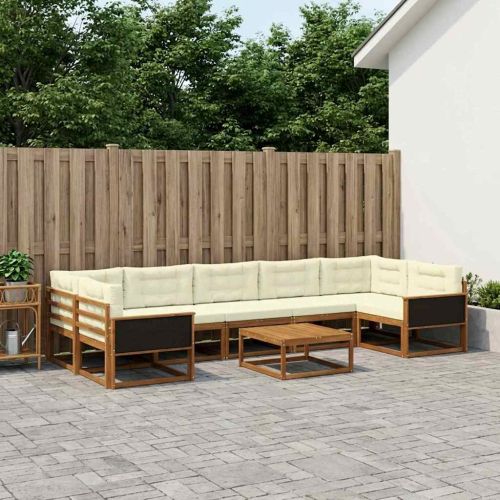 Комплект дивани за открито 8 pcs Натурален и Крема