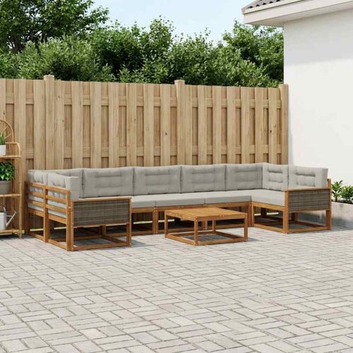 Комплект дивани за открито 8 pcs Естествено и светлосиво