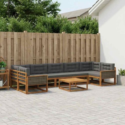 Комплект дивани за открито 8 pcs Натурален и Антрацит