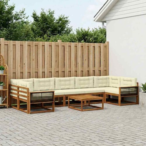 Комплект дивани за открито 8 pcs Натурален и Крема