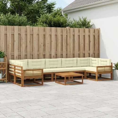 Комплект дивани за открито 8 pcs Натурален и Крема
