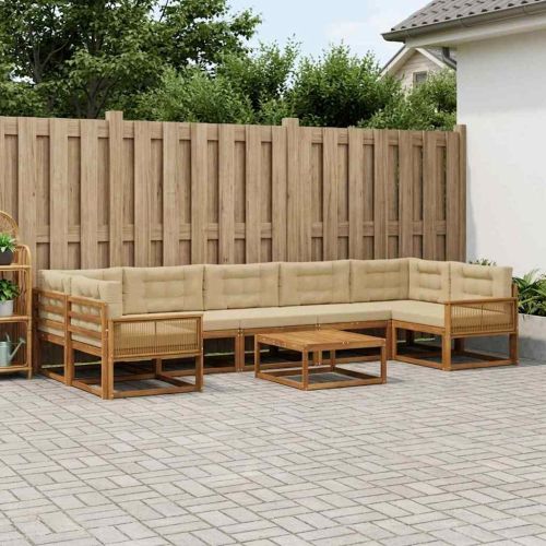 Комплект дивани за открито 8 pcs Натурален и Бежов