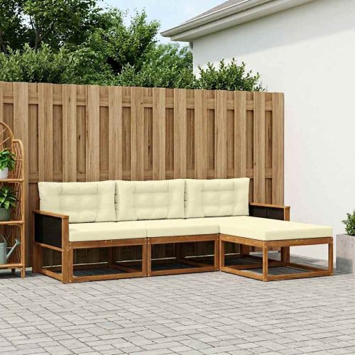 Комплект дивани за открито 4 pcs Натурален и Крема