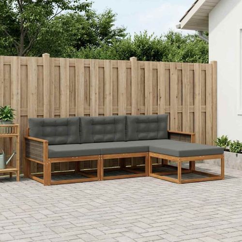 Комплект дивани за открито 4 pcs Натурален и Антрацит
