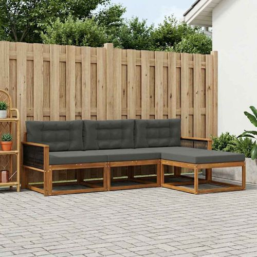 Комплект дивани за открито 4 pcs Натурален и Антрацит